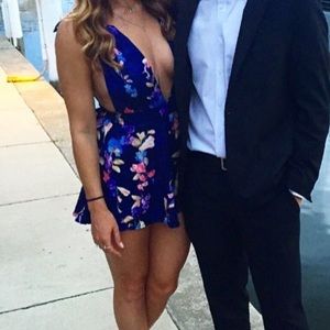 Floral back tie romper